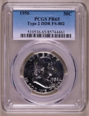 1956 Franklin Half Dollar PCGS PR65 Type 2 DDR FS-802 ***RARE DOUBLE DIE*** - Image 1 of 4