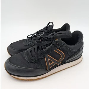 Armani Jeans Low Cut Sneaker Shoes Lace-Up Men's Black/Brown Size US8.5 EU41 - Picture 1 of 18