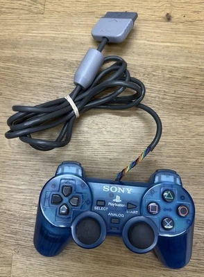 PlayStation 2 PS2 Controller Ocean Blue Clear For Parts Repair Jittery Buttons - Image 1 of 4