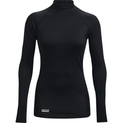 Under Armour 1365393 Womens UA Tactical ColdGear Infrared Base Mock Shirt, Black - Image 1 of 4