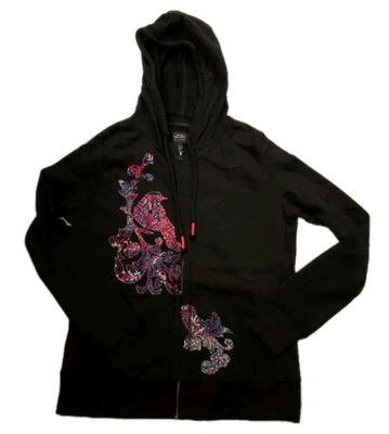 Women's Lucky Brand Black Appliqued Embroidered Size L Hoodie - Image 1 of 4