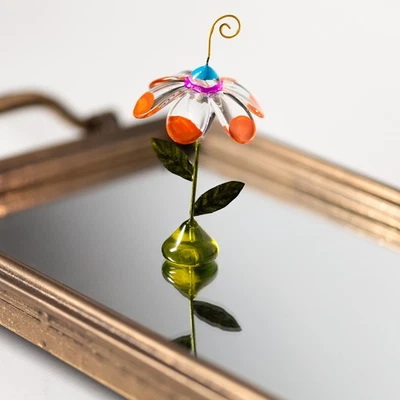 Римский набор из 6 стеклянных фигурок цветок оранжевый лепесток 4,5 дюйма - подарки для вечеринок #59070 - Изображение 1 из 4