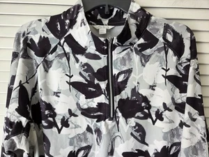 Lady Hagen 1/4 Zip Golf Shirt Womens XXL Long Sleeve Black Floral Stretch - Picture 1 of 13
