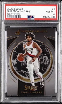 2022 PANINI SELECT SELECT CERTIFIED #1 SHAEDON SHARPE ROOKIE RC PSA 8 - Image 1 of 2