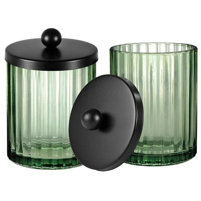 Tarro de boticario de vidrio verde salvia, dispensador de soporte Qtip para hisopos de algodón, bola... Foto 1 de 4