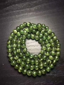 Natural Cat's Eye Green Rutilated Quartz Multi-Strand Buddhist Mala Bracelet - Bild 1 von 6