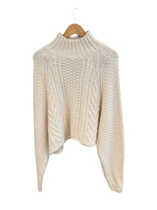 Black Palms The Label cremefarbener Rollkragenpullover aus Wolle mit Zopfmuster Damen Small 100 - Bild 1 von 6