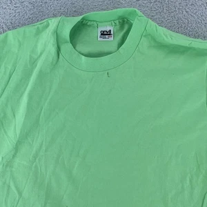 Vintage Blank Neon Green Anvil Shirt Mens Large Made in USA Single Stitch 90s - Picture 1 of 8