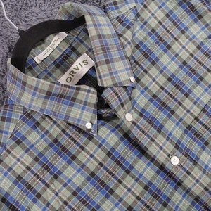 Orvis Shirt Men XL Green Check Plaid Long Sleeve Button Up Fishing Shooting Hunt - Picture 1 of 7