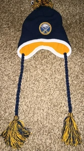 New NHL Hockey Buffalo Sabres Adult Knit Winter Hat Twisted Tassels New Era - Picture 1 of 7