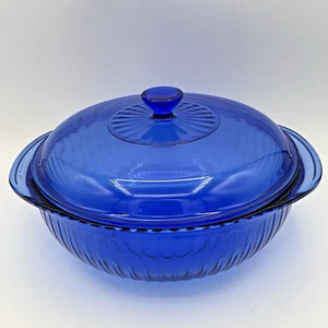 Vintage PYREX Cobalt Blue Glass Casserole Dish With Lid - 23/624C/2QT/024-S - Picture 1 of 8