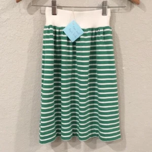 Skirt Girl 4 100% Cotton Heavyweight Green Stripe Midi Straight Mom & Pop's Kids - Picture 1 of 8