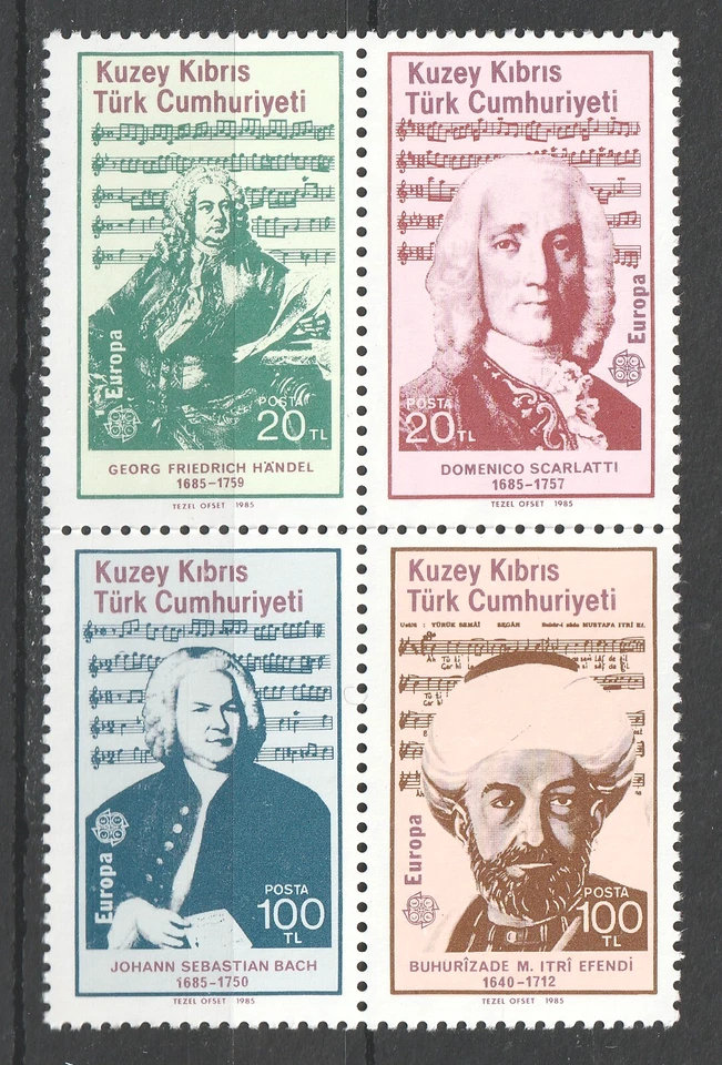 1985 Republic of Turkey in North Cyprus Sc#169a block - Composers. MNH Set - Image 1 of 1