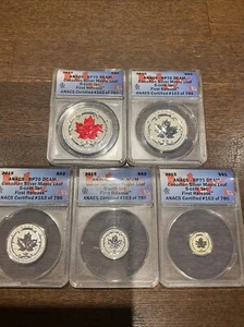 CANADA SILVER 2015 Fractional SET ANACS RP70 DCAM Reverse PROOF $1 $2 $3 $4 $5 - Picture 1 of 10