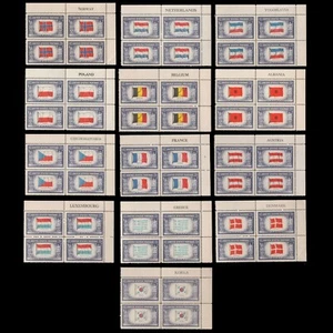 1943 WWII Overrun Countries # 909-921 MNH Complete Set (13) Country Name Blocks - Picture 1 of 1