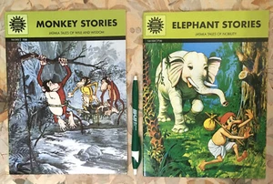 SEt of 2 Books MONKEY & ELEPHANT Stories Jataka Tales NEW ACK Comic Kids - Picture 1 of 7