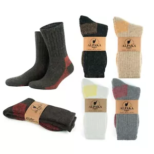 Alpaca Wool Socks, Cushioned Thermal Winter Hiking Sock Cosy Christmas Socks - Picture 1 of 44