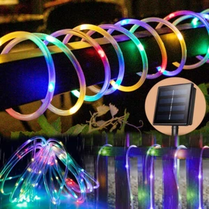 Solar LED Powered Fairy String Rope Strip Lights Outdoor Garden Patio Waterproof - Picture 1 of 31