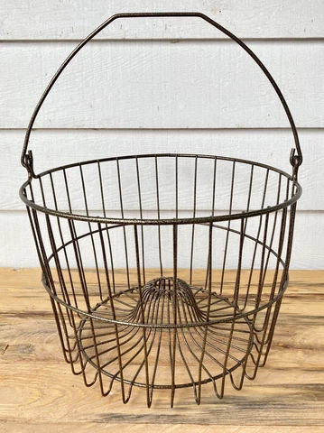 Vintage Wire Egg Basket, Gold Vein, Refurbished, Powder Coated Cover