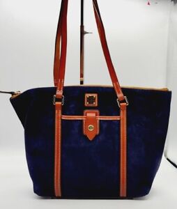 New Dooney & Bourke Suede Zip Tote Bag Women's Purse Handbag NAVY