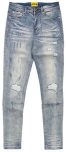 GFTD LA Los Angeles Men's Skinny Fit Jeans Aqua Distressed Rip & Repair Denim - Picture 1 of 4