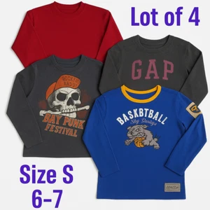 GAP Kids Boys Sz S 6-7 Long Sleeve Cotton Shirts Bundle Lot of 4 EUC - Picture 1 of 23