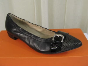 NUEVO EN CAJA Planos de ballet de cuero con punta de hebilla para mujer EUR 37,5/EE. UU. 7,5 Lully/Negro - Imagen 1 de 12