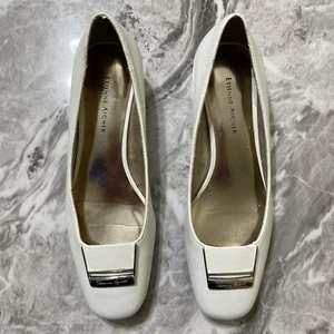 Etienne Aigner E-Renalda White Leather Career Pumps Silver Buckle Size 6.5M - Picture 1 of 13