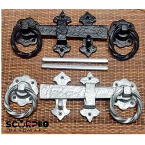 Chiusura per cancello ad anello ritorto ornamentale resistente I nero antico I zincato - Foto 1 di 7