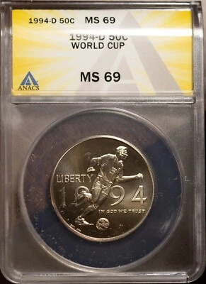 1994-D 50c World Cup Half-dollar MS 69 New ANACS # 7351787 + Bonus - Image 1 of 2