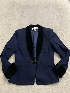 Jones New York Women Long Sleeve Lined Shawl Blazer Blue Size 8 - Picture 1 of 10
