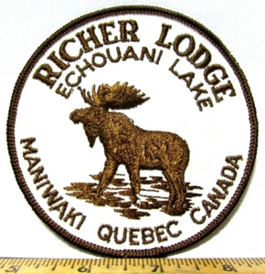 Vintage Richer Lodge Echouani Lake Maniwaki Quebec Canada Jacket Patch Moose - Picture 1 of 4