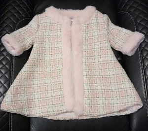 BLUEBERi Boulevard Cappotto Pelliccia Finitura Rosa, Oro, Bianco 3-6 mesi - Foto 1 di 4