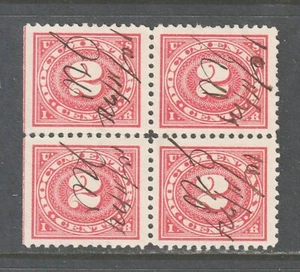 Scott # R229, Used Block of 4, VF-XF, 2¢ Documentary, Manuscript Cancel - Picture 1 of 3
