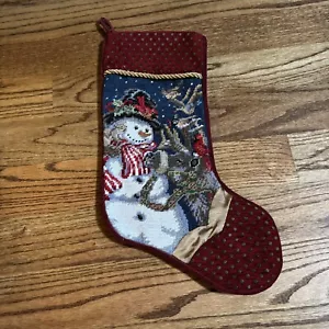 Nadelspitzenstrumpf Schneemann Weihnachten Vintage 17" Samtrücken Vintage - Bild 1 von 4