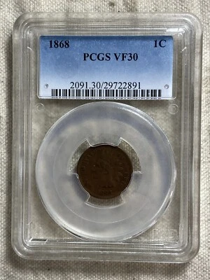 1868 Indian Head Cent PCGS VF30BN Nice Better Date 1C Great Coin - Image 1 of 4