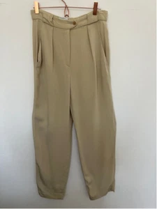 Giorgio Armani Le Collezioni high rise beige zip Fly front Pleated Pants Size 8 - Picture 1 of 12