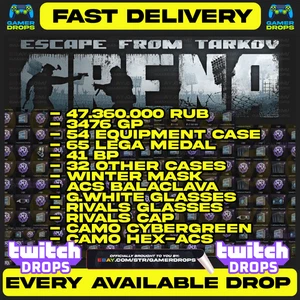 ESCAPE FROM TARKOV ARENA TWITCH DROPS -2024 - 2025, 47.3M RUB , 3476GP, BOXES, - Picture 1 of 1