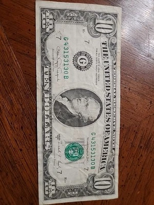 1988A $10 Ten Dollar Bill Vintage Currency US America - Image 1 of 4