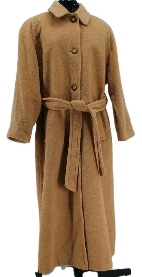 Винтажное женское пальто Albert Nipon Petites 100% верблюжья шерсть размер 6 длинное сделано в США - Изображение 1 из 4