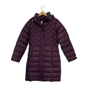 Liz Claiborne gefütterter Mantel Damengröße Small lila durchgehender Reißverschluss Kapuze Polyester - Bild 1 von 14