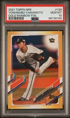 2021 Topps NPB Yoshinobu Yamamoto Gold Rainbow Foil PSA 10 #128 - Image 1 of 2