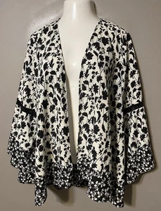 Preciosa blusa cárdigan mujer Roz & Ali ~ 20 ~ blanco y negro - Imagen 1 de 2