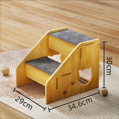 Scala della scala per cani in legno 2 gradini non slip Cat Step House per il - Immagine 1 di 4