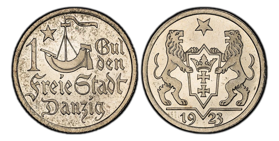 DANZIG. 1923 AR Gulden. PCGS PR66. KM 145; J-(Danzig) 7 - Image 1 of 1