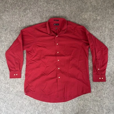 Chaps Dress Shirt Men 17-17.5 34/35 XL Red Long Sleeve Cotton Polyester - Image 1 of 4