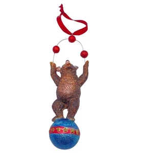 Restaurationsbeschläge Jonglier Zirkusbär auf Kugel Christbaumschmuck braun - Bild 1 von 7