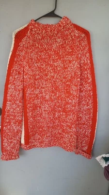 60s Vintage Lane Bryant Wool Sweater Made in Italy Orange Red L - Image 1 of 4