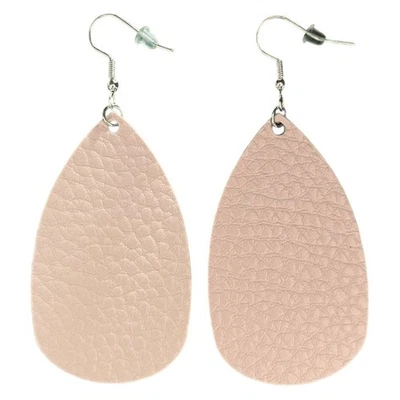 Светло-розовые текстурированные кожаные серьги-капли - Изображение 1 из 3