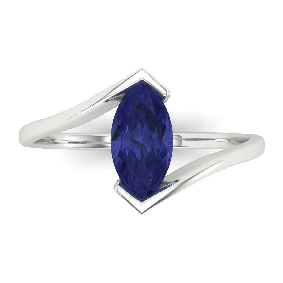 2 cttw Simulated Tanzanite Solitaire Gold Ring for Women - Anniversary Gift - Imagem 1 de 1